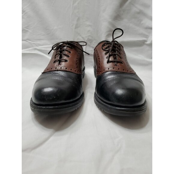 Allen Edmonds 'Links' Golf Shoes Men's Black / Brown Leather Saddle Size 11 B - Picture 2 of 16